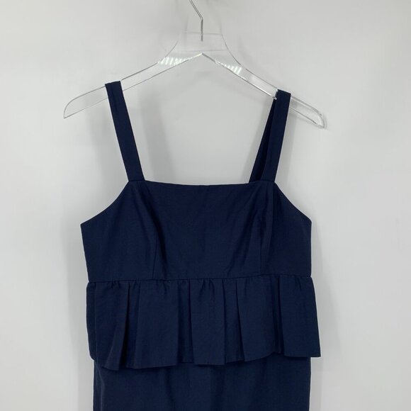 J Crew Peplum shift dress navy blue tank sleeveless lined new 10 PETITE 10P - Picture 2 of 4